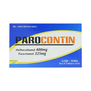 Viên nén Parocontin Tipharco giảm đau co thắt cơ xương, đau căng cơ, bong gân (3 vỉ x 10 viên)