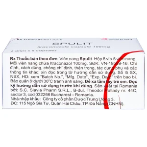 Thuốc Spulit Slavia điều trị nấm Candida, lang ben (6 vỉ x 5 viên)