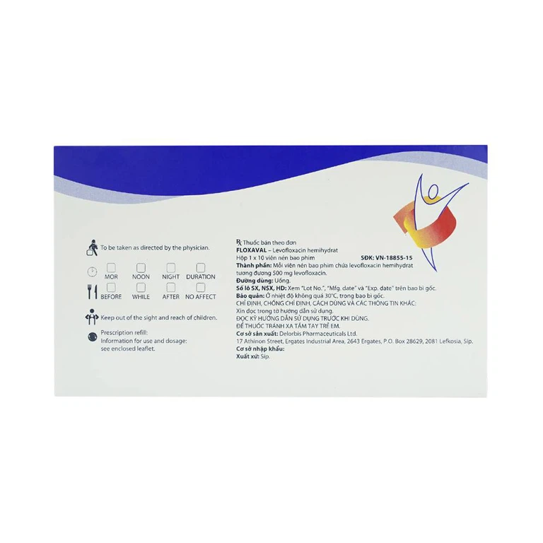 Thuốc Floxaval 500mg Delorbis điều trị nhiễm khuẩn (10 viên)