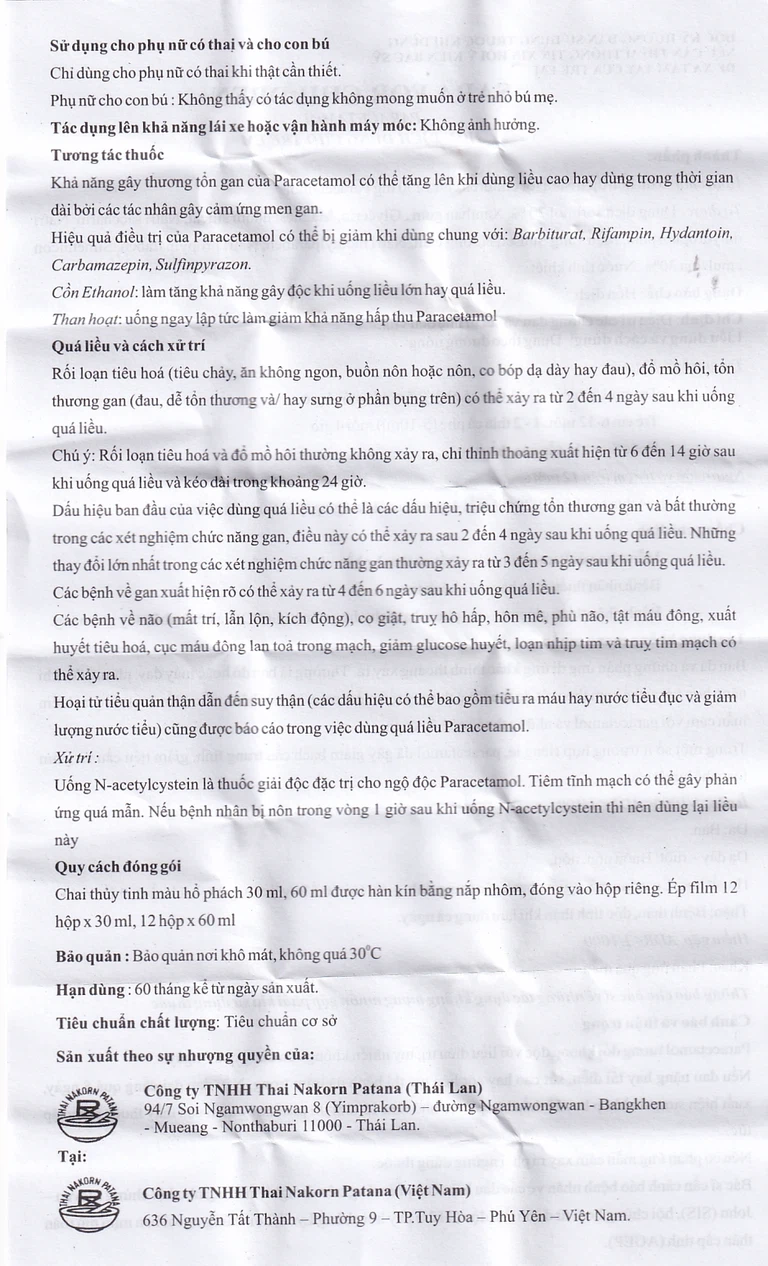 Hỗn dịch SaRa For Children 250mg Thai Nakorn Patana hương cam, hạ sốt và giảm đau (60ml)