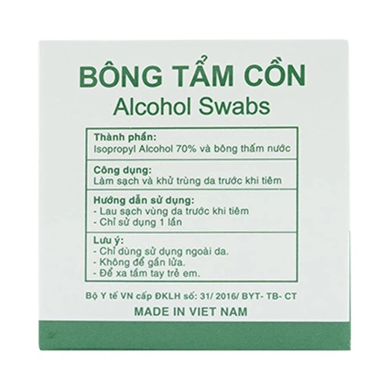 Bông tẩm cồn Alcohol Swabs Tanaphar làm sạch và khử trùng da trước khi tiêm (100 miếng)