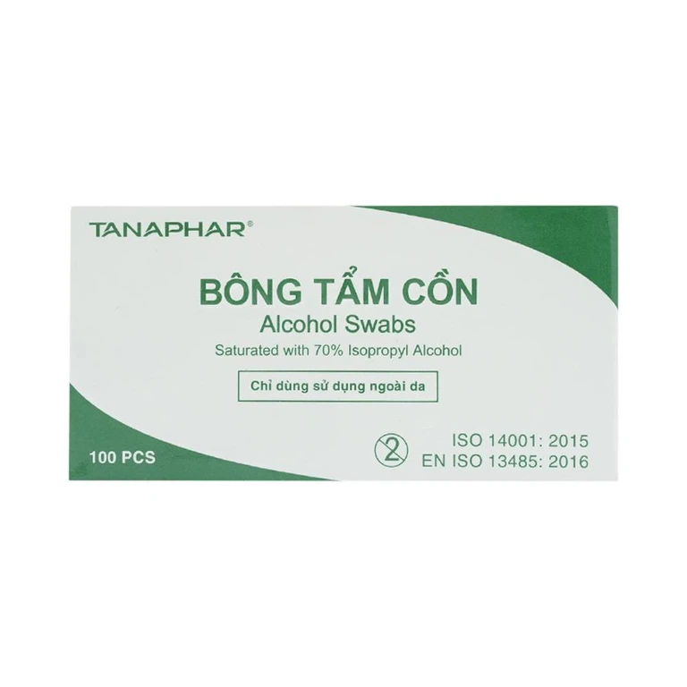 Bông tẩm cồn Alcohol Swabs Tanaphar làm sạch và khử trùng da trước khi tiêm (100 miếng)