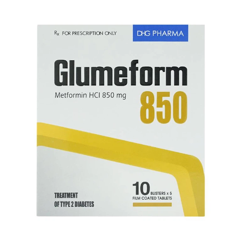 Thuốc Glumeform 850 DHG điều trị bệnh đái tháo đường típ 2 (10 vỉ x 5 viên)