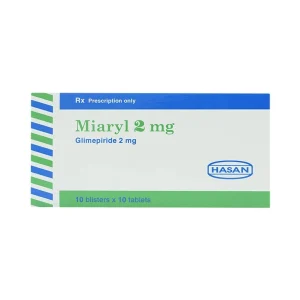 Viên nén Miaryl 2mg Hasan điều trị đái tháo đường típ 2 (10 vỉ x 10 viên)