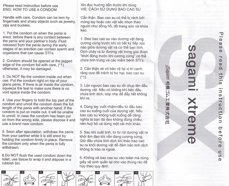 Bao cao su Sagami Type E màu xanh có gân gai phòng tránh thai và bệnh lây qua đường tình dục (5 cái)