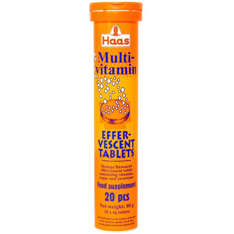 Viên sủi Haas Multi-Vitamin Effer-Vescent Tablets hương cam tăng sức đề kháng (20 viên)