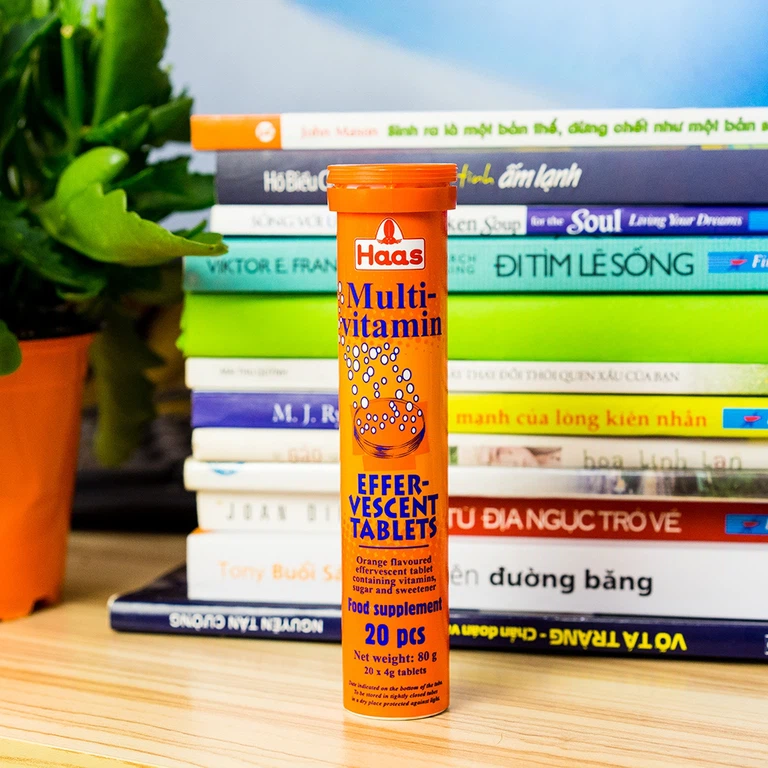 Viên sủi Haas Multi-Vitamin Effer-Vescent Tablets hương cam tăng sức đề kháng (20 viên)