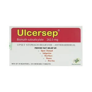 Viên nhai Ulcersep 262.5mg OPV giảm khó chịu ở dạ dày, chống tiêu chảy (10 vỉ x 10 viên)