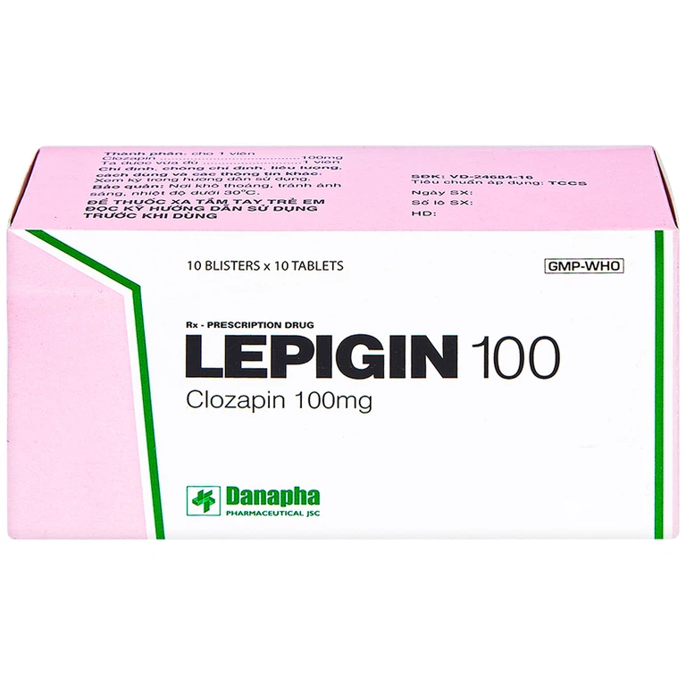 Viên nén Lepigin 100 Danapha điều trị tâm thần phân liệt mãn tính (10 vỉ x 10 viên)