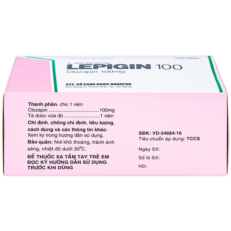 Viên nén Lepigin 100 Danapha điều trị tâm thần phân liệt mãn tính (10 vỉ x 10 viên)