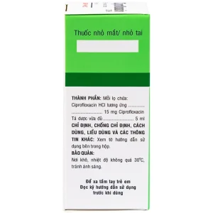 Thuốc nhỏ mắt, nhỏ tai Ciprofloxacin 0.3% Bidiphar điều trị các nhiễm khuẩn (5ml)