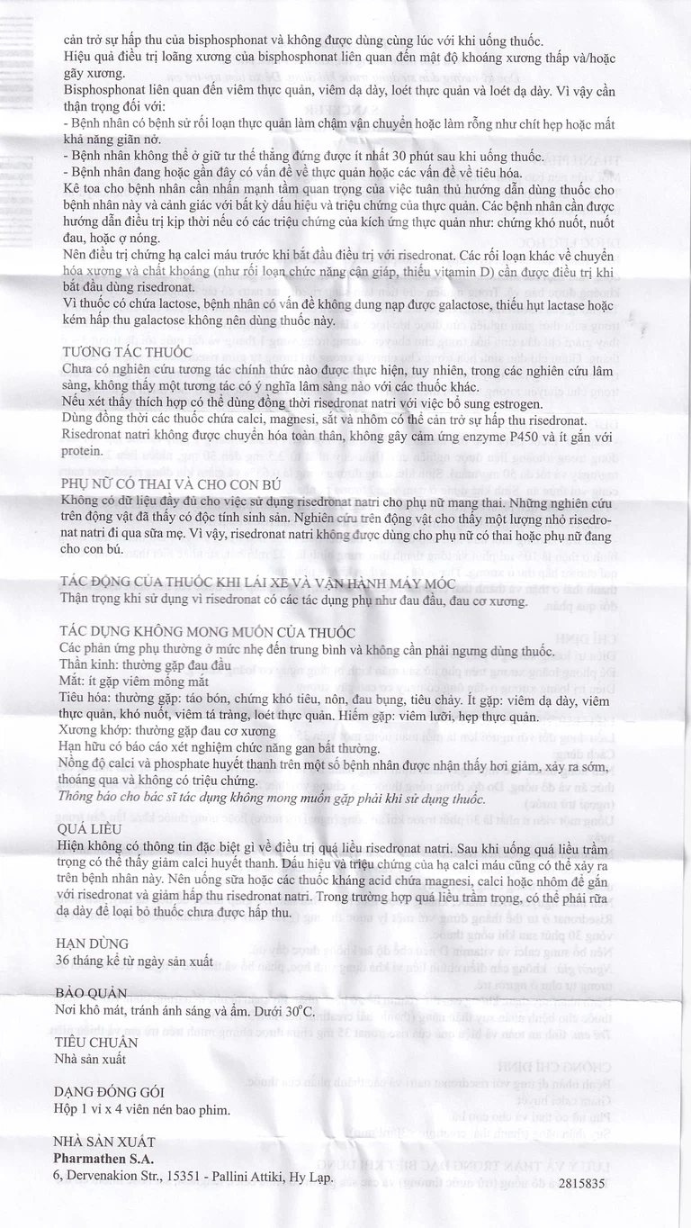 Thuốc Sancefur 35mg Pharmathen điều trị và phòng ngừa loãng xương (1 vỉ x 4 viên)