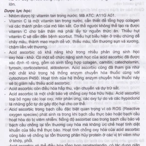 Thuốc tiêm Vitamin C Kabi 500mg/5ml phòng và điều trị bệnh Scorbut (1 vỉ x 6 ống )