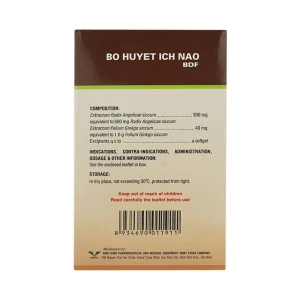 Thuốc Bổ Huyết Ích Não Bidiphar điều trị giảm trị nhớ, kém tập trung, thiểu năng tuần hoàn não (6 vỉ x 10 viên)