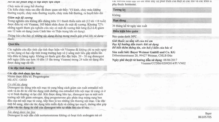 Thuốc Visanne 2mg Bayer hỗ trợ điều trị lạc nội mạc tử cung (2 vỉ x 14 viên)