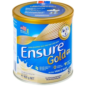 Sữa bột Ensure Gold Abbott hương vani, ít ngọt, bổ sung dinh dưỡng, vitamin, khoáng chất cho cơ thể (400g)