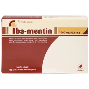 Thuốc Iba-Mentin 1000mg/62.5mg Pharbaco điều trị viêm Amidan, viêm xoang, viêm phế quản (2 vỉ x 7 viên)