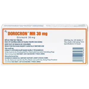 Thuốc Dorocron MR 30mg Domesco điều trị đái tháo đường típ 2 (2 vỉ x 30 viên)