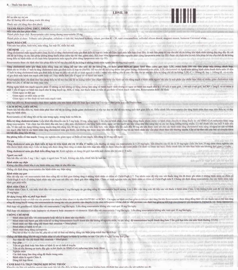 Thuốc LDNIL 10 MSN điều trị tăng cholesterol (3 vỉ x10 viên)
