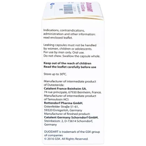 Thuốc Duodart 0.5mg/0.4mg GSK điều trị bệnh phì đại lành tính tuyến tiền liệt (30 viên)