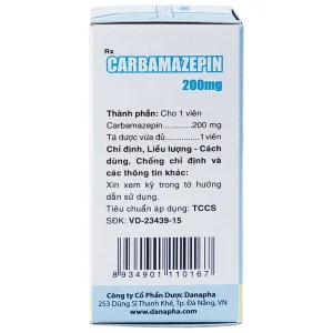 Thuốc Carbamazepin 200mg Danapha điều trị bệnh động kinh, giảm đau dây thần kinh (100 viên)