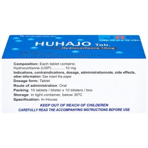 Thuốc Huhajo Tab 10mg JRP điều trị thay thế cho người bị suy vỏ thượng thận (10 vỉ x 10 viên)