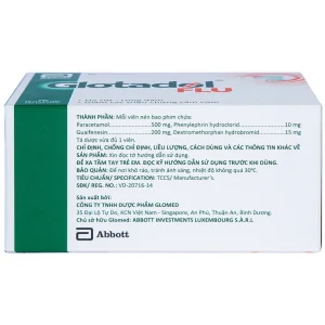 Thuốc Glotadol Flu Glomed hỗ trợ hạ sốt và long đàm (10 vỉ x 10 viên)