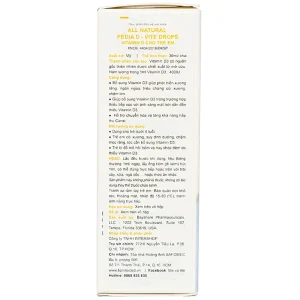 Dung dịch Pedia D - Vite Drops bổ sung Vitamin D3 giúp phát triển xương răng (30ml)