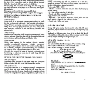 Thuốc Metsav 850 Savipharm điều trị đái tháo đường típ 2 (10 vỉ x 10 viên)