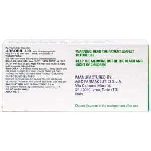 Thuốc Ursobil 300 ABC Farmaceutici điều trị xơ gan mật, làm tan sỏi mật (3 vỉ x 10 viên)