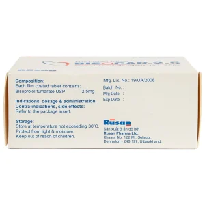 Thuốc Bisocar 2.5mg Rusan Pharma điều trị tăng huyết áp (10 vỉ x 10 viên)