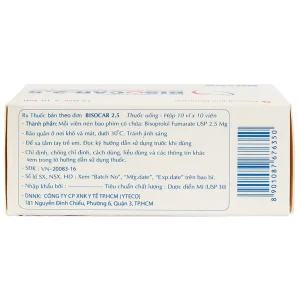 Thuốc Bisocar 2.5mg Rusan Pharma điều trị tăng huyết áp (10 vỉ x 10 viên)