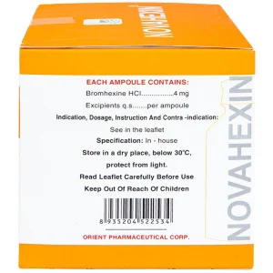Dung dịch uống Novahexin 4mg Phương Đông điều trị rối loạn tiết dịch phế quản (30 ống x 5ml)
