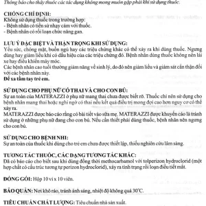 Viên nén Materazzi 50mg DaviPharm giãn cơ xương, điều trị chứng co thắt, co cứng cơ (10 vỉ x 10 viên)