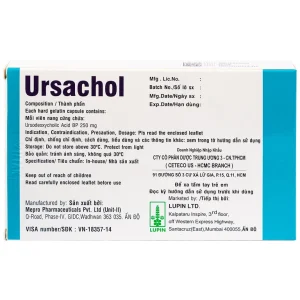 Thuốc Ursachol 250mg Lupin điều trị xơ gan mật nguyên phát (2 vỉ x 10 viên)