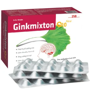 Viên uống Ginkmixton Q10 New hoạt huyết dưỡng não, giảm đau đầu (3 vỉ x 10 viên)