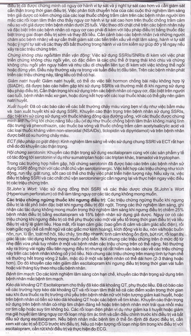 Thuốc Eslo-20 Hetero điều trị trầm cảm, rối loạn lo âu (3 vỉ x 10 viên)