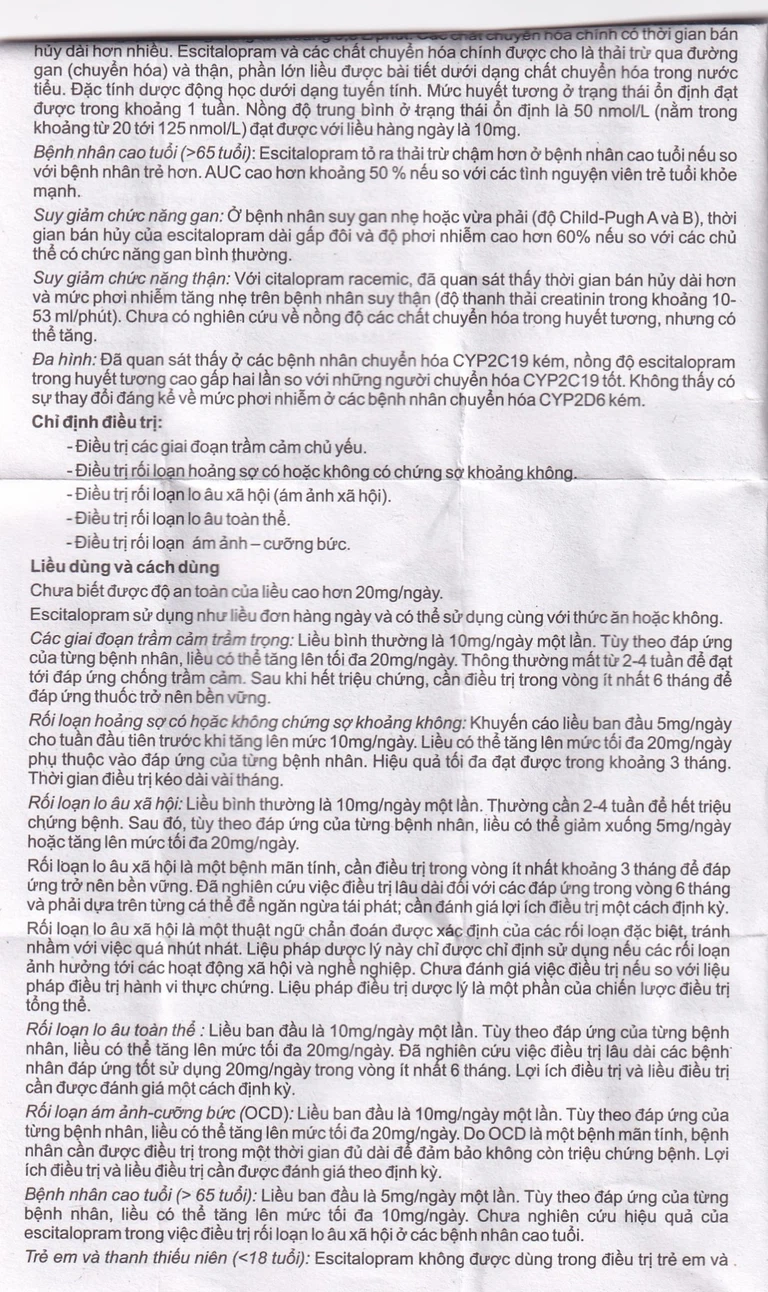 Thuốc Eslo-20 Hetero điều trị trầm cảm, rối loạn lo âu (3 vỉ x 10 viên)
