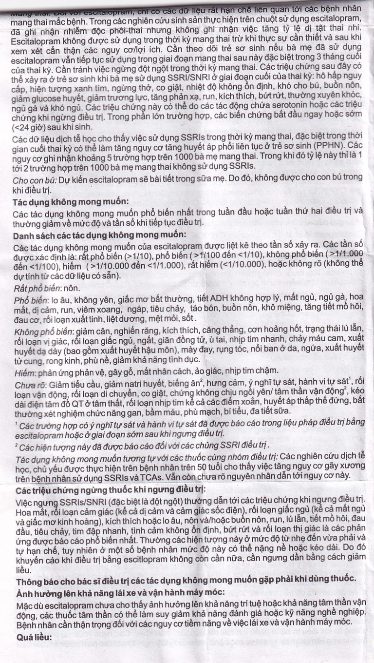Thuốc Eslo-20 Hetero điều trị trầm cảm, rối loạn lo âu (3 vỉ x 10 viên)