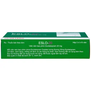 Thuốc Eslo-20 Hetero điều trị trầm cảm, rối loạn lo âu (3 vỉ x 10 viên)