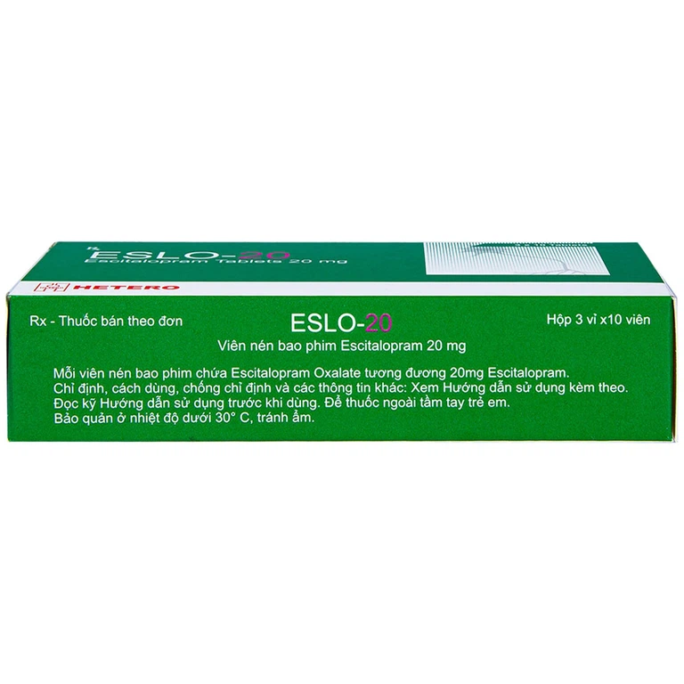 Thuốc Eslo-20 Hetero điều trị trầm cảm, rối loạn lo âu (3 vỉ x 10 viên)