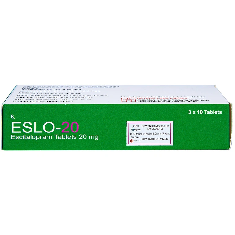 Thuốc Eslo-20 Hetero điều trị trầm cảm, rối loạn lo âu (3 vỉ x 10 viên)