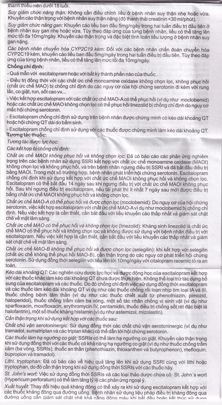 Thuốc Eslo-20 Hetero điều trị trầm cảm, rối loạn lo âu (3 vỉ x 10 viên)