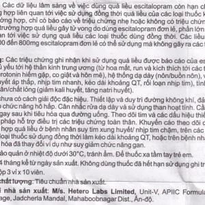 Thuốc Eslo-20 Hetero điều trị trầm cảm, rối loạn lo âu (3 vỉ x 10 viên)