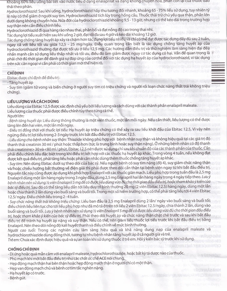 Thuốc Ebitac 12.5 Farkmak điều trị suy tim, tăng huyết áp (2 vỉ x 10 viên)