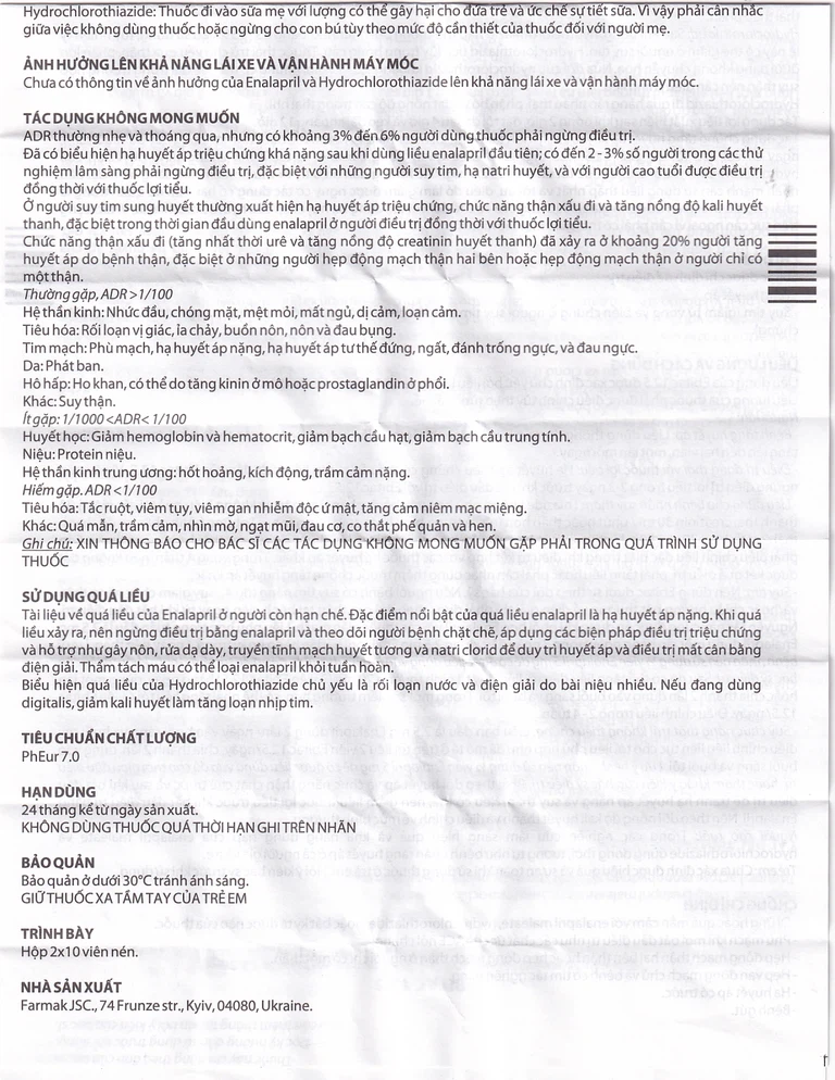 Thuốc Ebitac 12.5 Farkmak điều trị suy tim, tăng huyết áp (2 vỉ x 10 viên)