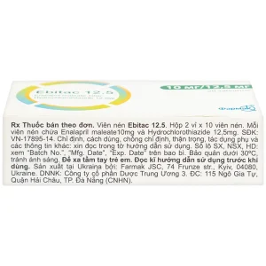 Thuốc Ebitac 12.5 Farkmak điều trị suy tim, tăng huyết áp (2 vỉ x 10 viên)