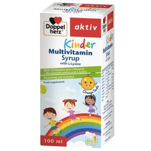 Siro Kinder Multivitamin Syrup with L-Lysine Doppelherz Aktiv bổ sung vitamin và khoáng chất (100ml)