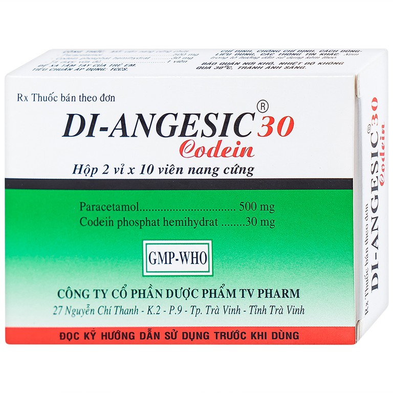 Thuốc Di-Angesic 30 Codein giảm đau cấp tính mức độ trung bình (2 vỉ x 10 viên)