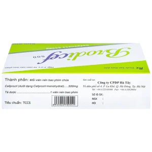 Thuốc Brodicef 500 Hà Tây điều trị nhiễm trùng (3 vỉ x 10 viên)